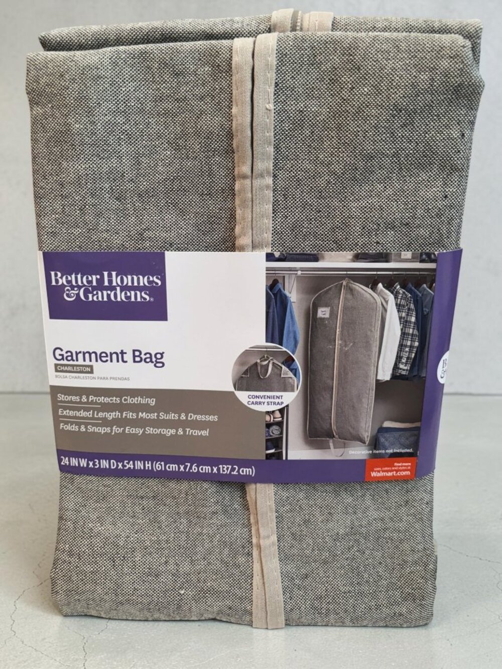 Better Homes & Gardens Charleston Garment Bag 24" X 3" X 54" Polyester Cotton Bl